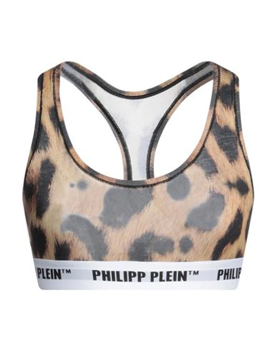 Shop Philipp Plein Woman Top Camel Size Xs Modal, Cotton, Elastane, Polyester In Beige