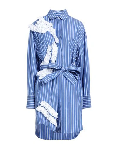 Shop Msgm Woman Mini Dress Blue Size 2 Cotton
