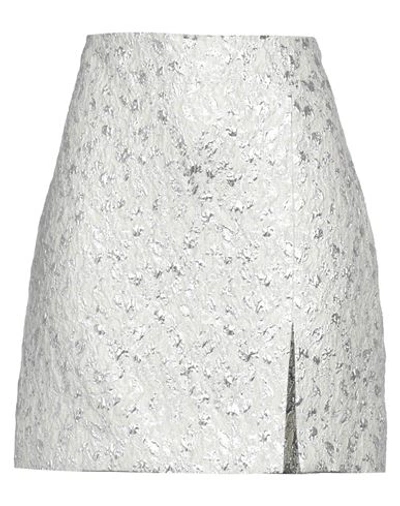 Shop Msgm Woman Mini Skirt White Size 8 Polyester, Cotton, Polyamide, Metallic Fiber