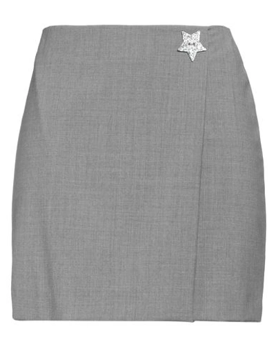 Shop Msgm Woman Mini Skirt Grey Size 8 Virgin Wool, Elastane