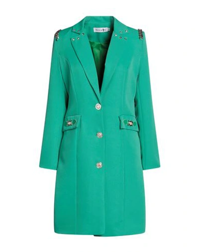 Marçi By Gil Santucci Woman Overcoat & Trench Coat Green Size M Polyester, Elastane In Green