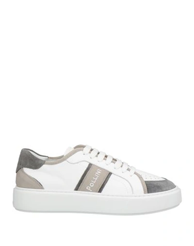Pollini Man Sneakers White Size 12 Soft Leather In White