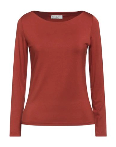 Shop Maïda Mila Woman T-shirt Rust Size S Viscose, Elastane In Red