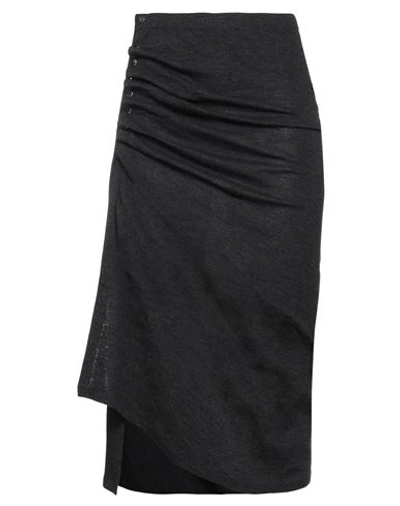 Shop Rabanne Woman Midi Skirt Steel Grey Size 12 Virgin Wool, Elastane