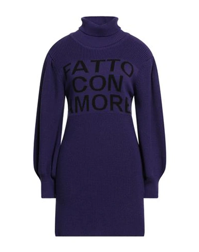 Shop Giulia N Woman Turtleneck Dark Purple Size M Merino Wool, Acrylic