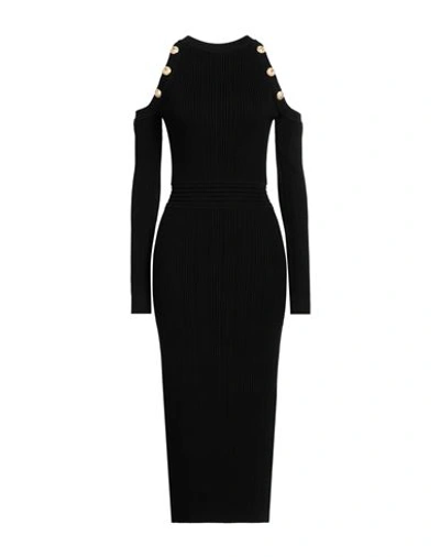 Shop Balmain Woman Midi Dress Black Size 10 Viscose, Polyamide