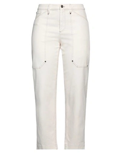Shop Brunello Cucinelli Woman Jeans Cream Size 10 Cotton, Elastane In White