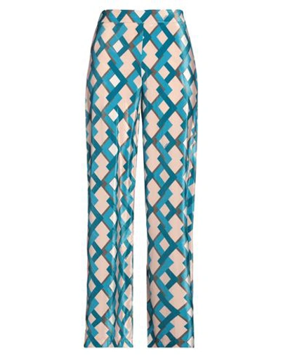 Shop The Abito Milano Woman Pants Turquoise Size 8 Polyester In Blue