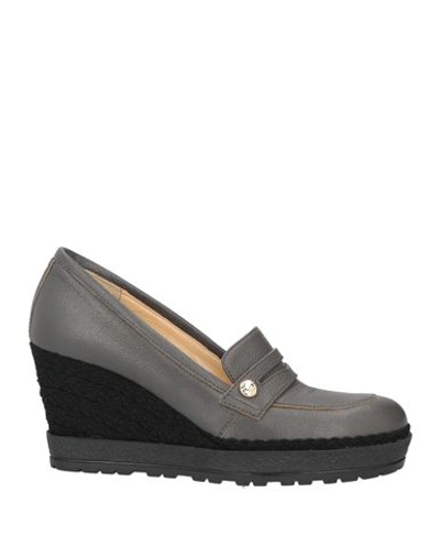Shop A.testoni A. Testoni Woman Loafers Lead Size 6 Soft Leather In Grey