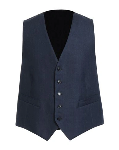 Shop Sartoria Latorre Man Vest Midnight Blue Size 42 Linen, Cotton