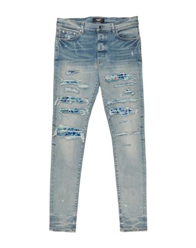 Amiri Man Denim Pants Blue Size 34 Cotton, Elastomultiester, Elastane In Blue