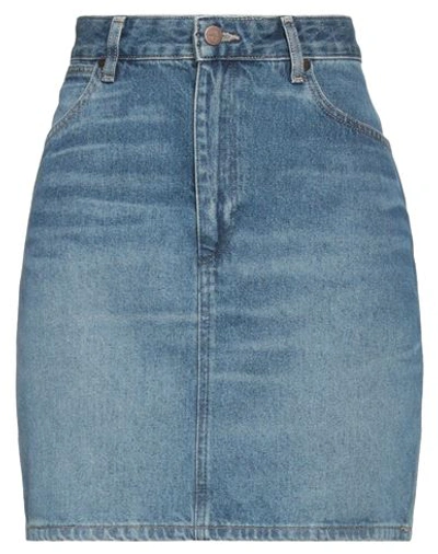 Shop Wrangler Woman Denim Skirt Blue Size Xs Cotton