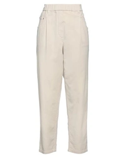 Shop Brunello Cucinelli Woman Pants Cream Size 6 Cotton, Elastane, Ecobrass In White