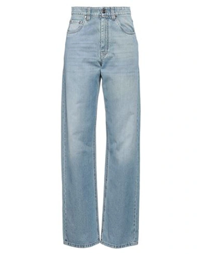 Shop Brunello Cucinelli Woman Jeans Blue Size 14 Cotton, Soft Leather, Ecobrass