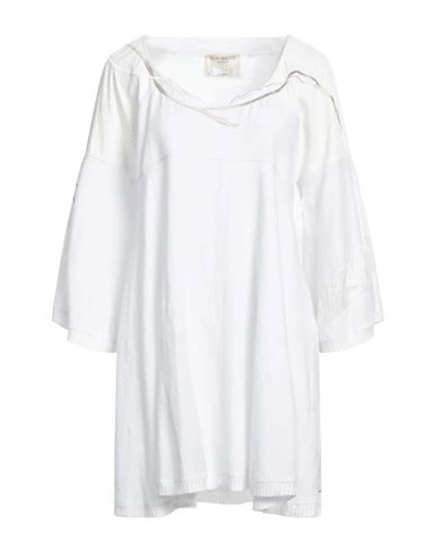 Shop Elisa Cavaletti By Daniela Dallavalle Woman Mini Dress White Size 10 Linen, Viscose, Elastane, Cotto