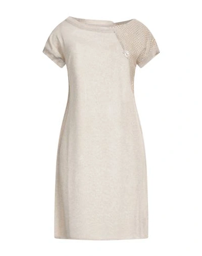 Shop Elisa Cavaletti By Daniela Dallavalle Woman Mini Dress Beige Size 6 Viscose, Polyester