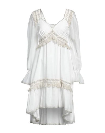 Shop Blumarine Woman Mini Dress White Size 4 Cotton, Silk