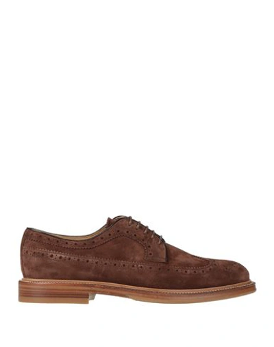 Shop Brunello Cucinelli Man Lace-up Shoes Brown Size 7 Soft Leather