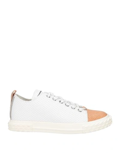 Giuseppe Zanotti Man Sneakers White Size 9 Soft Leather, Textile Fibers In White