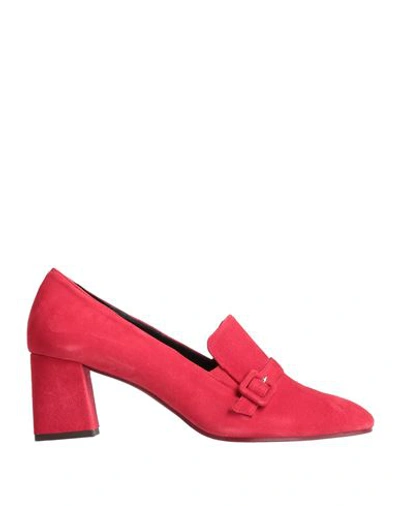 Daniele Ancarani Woman Loafers Red Size 11 Soft Leather In Red