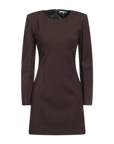 Patrizia Pepe Woman Mini Dress Dark Brown Size 8 Polyester, Virgin Wool, Elastane In Brown