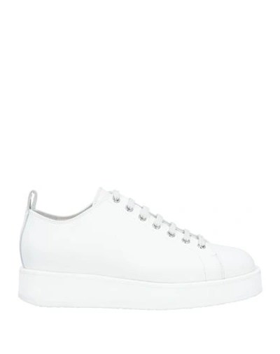 Shop Jil Sander Woman Sneakers White Size 6 Soft Leather