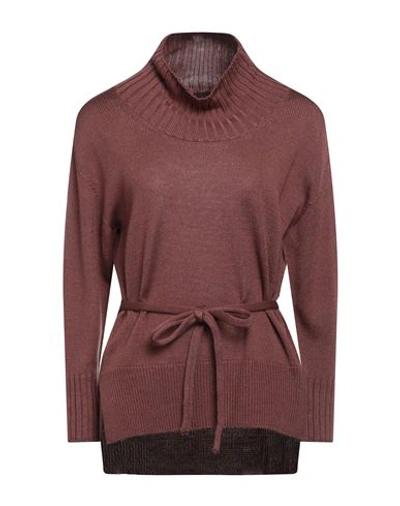 Alpha Studio Woman Turtleneck Brown Size 6 Wool, Tencel In Brown