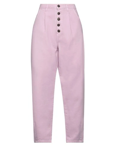 Shop Jijil Woman Denim Pants Pink Size 10 Cotton