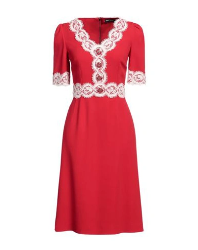 Shop Dolce & Gabbana Woman Midi Dress Red Size 2 Viscose, Acetate, Cotton, Elastane, Polyester