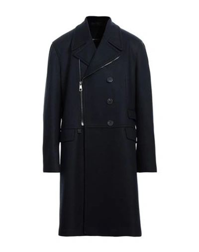 Shop Neil Barrett Man Coat Midnight Blue Size 44 Wool, Polyamide, Polyester, Cotton