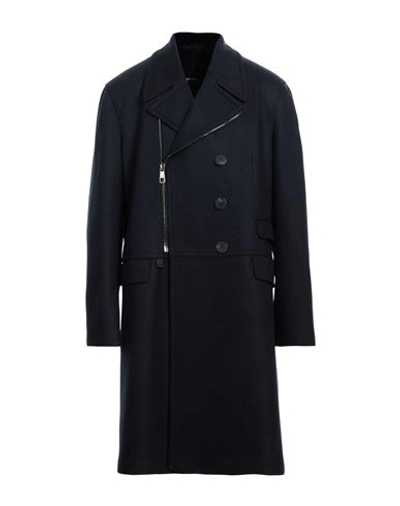 Neil Barrett Man Coat Midnight Blue Size 44 Wool, Polyamide, Polyester, Cotton In Blue