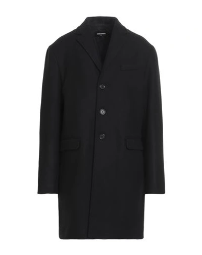 Shop Dsquared2 Man Coat Black Size 40 Virgin Wool, Polyamide, Elastane