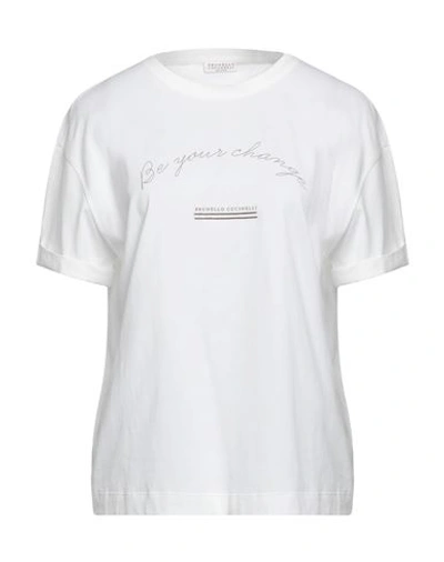 Shop Brunello Cucinelli Woman T-shirt Off White Size Xl Cotton