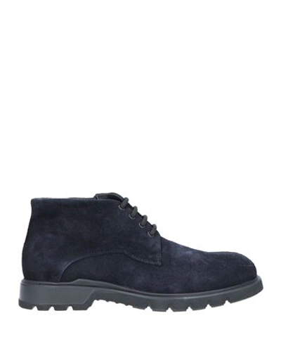 Shop Giovanni Conti Man Ankle Boots Navy Blue Size 12 Soft Leather