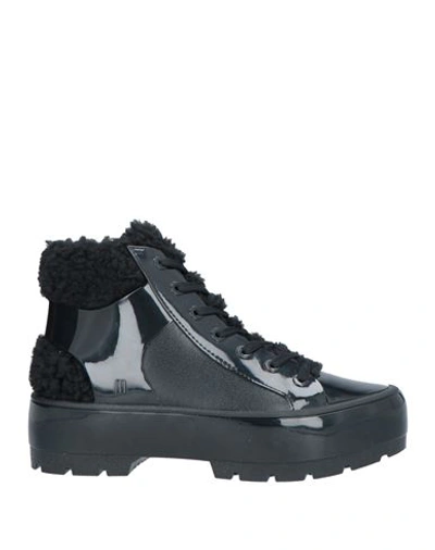 Melissa Woman Ankle Boots Black Size 7 Synthetic Fibers, Textile Fibers In Black