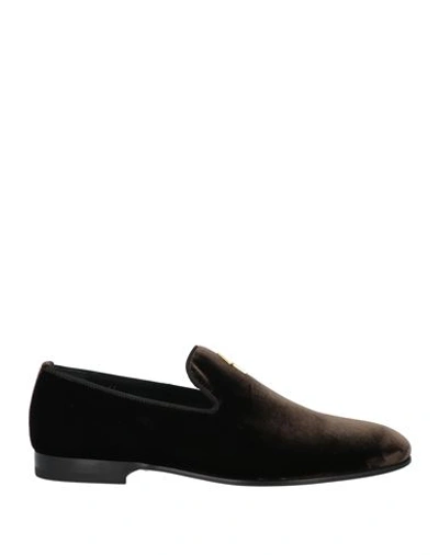 Shop Giuseppe Zanotti Man Loafers Dark Brown Size 9 Textile Fibers