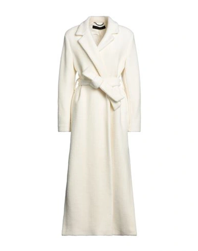 Shop Federica Tosi Woman Coat Ivory Size 6 Virgin Wool, Polyamide In White