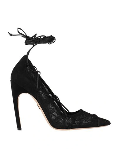 Shop Zuhair Murad Woman Pumps Black Size 6.5 Textile Fibers, Soft Leather