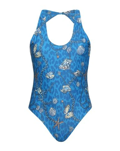 Shop Ganni Woman One-piece Swimsuit Azure Size 8/10 Recycled Polyamide, Elastane In Blue