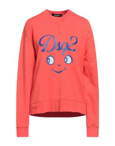 Shop Dsquared2 Woman Sweatshirt Coral Size L Cotton In Red