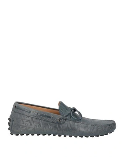Shop Tod's Man Loafers Slate Blue Size 8 Soft Leather