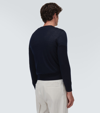 Shop Zegna Ribbed-knit Wool Sweater In Blue