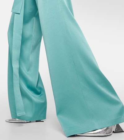 Shop Alex Perry Landon High-rise Satin Wide-leg Pants In Blue