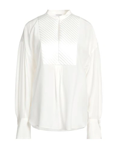 Brunello Cucinelli Woman Top White Size M Cotton, Polyester, Elastane, Polyamide In White