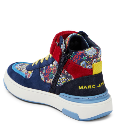 Shop Marc Jacobs Printed Suede High-top Sneakers In Blue