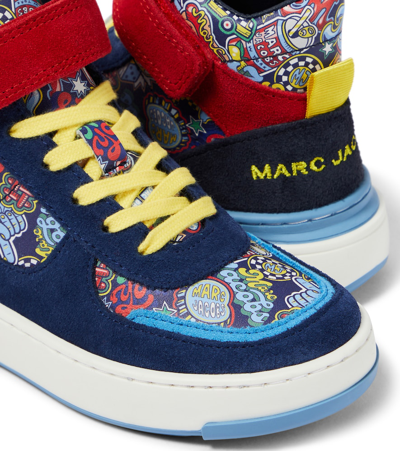 Shop Marc Jacobs Printed Suede High-top Sneakers In Blue