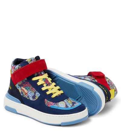 Shop Marc Jacobs Printed Suede High-top Sneakers In Blue