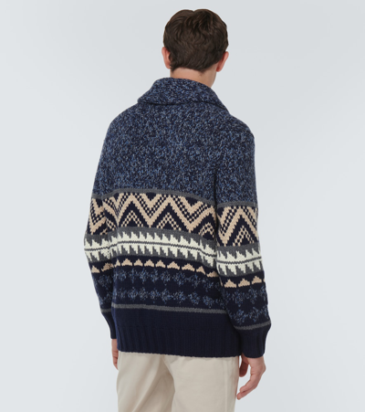 Brunello Cucinelli Mélange Cashmere Cardigan With Inlays In Multicoloured