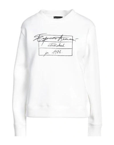 Shop Emporio Armani Woman Sweatshirt White Size 10 Cotton, Polyester