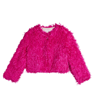 Shop Monnalisa Faux Feather Jacket In Pink